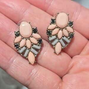 Pink And Gray Stone Earrings Good Condition